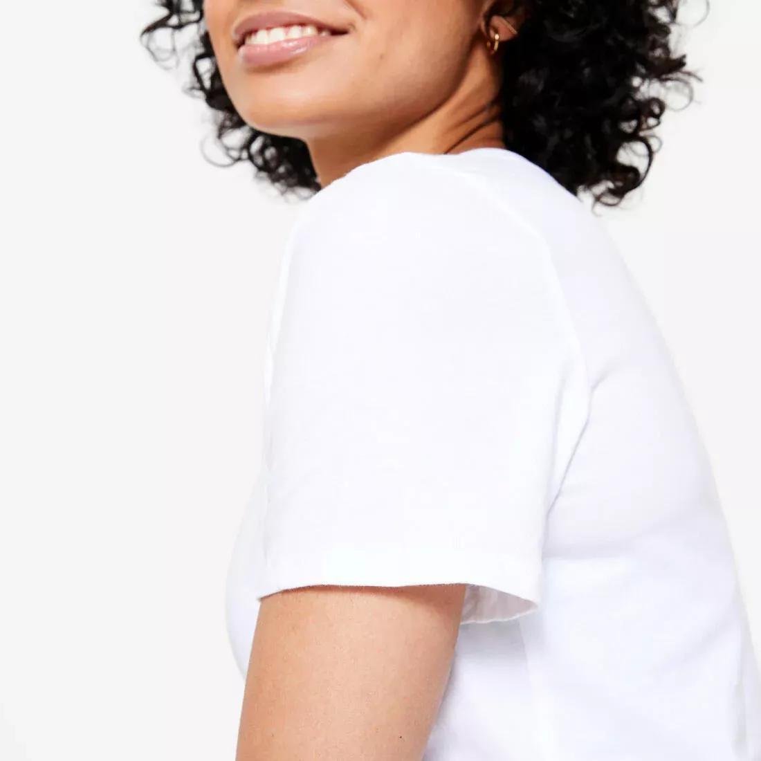 BLACK Women's V-Neck Cotton Fitness T-Shirt, No Color, large image number 13