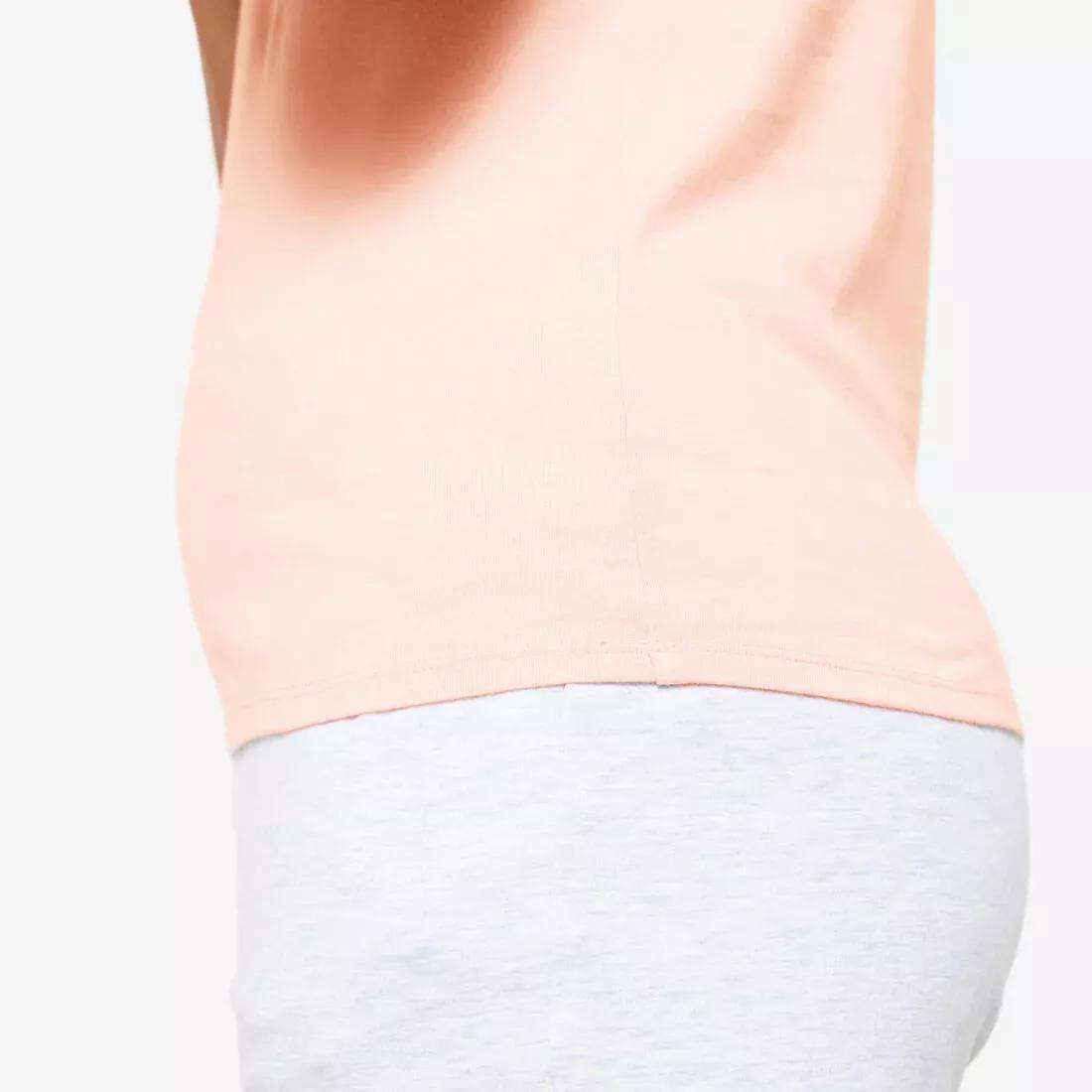 Women V-Neck Cotton Fitness T-Shirt, Pink, No Color, large image number 5