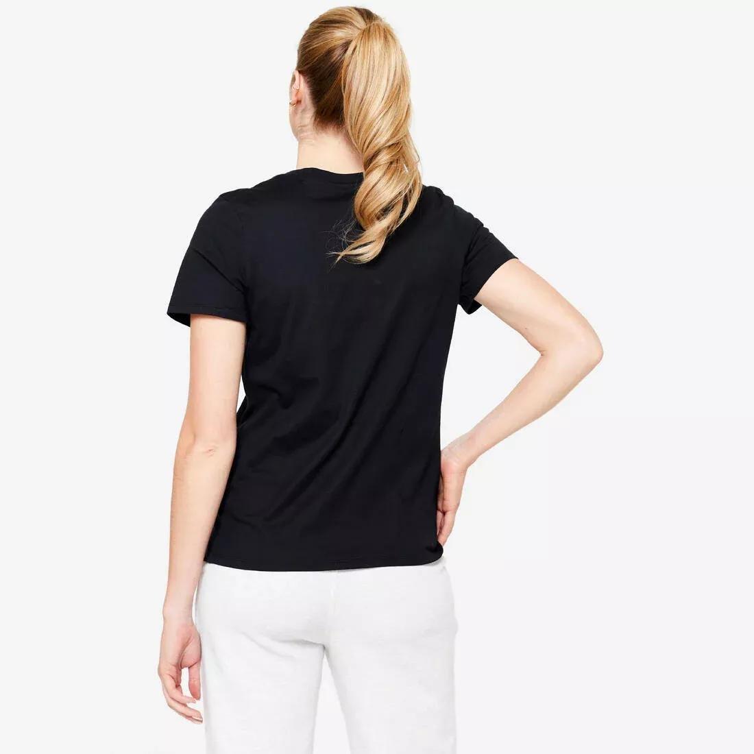 Women Fitness T-Shirt - 500 Essentials, Black, No Color, large image number 12