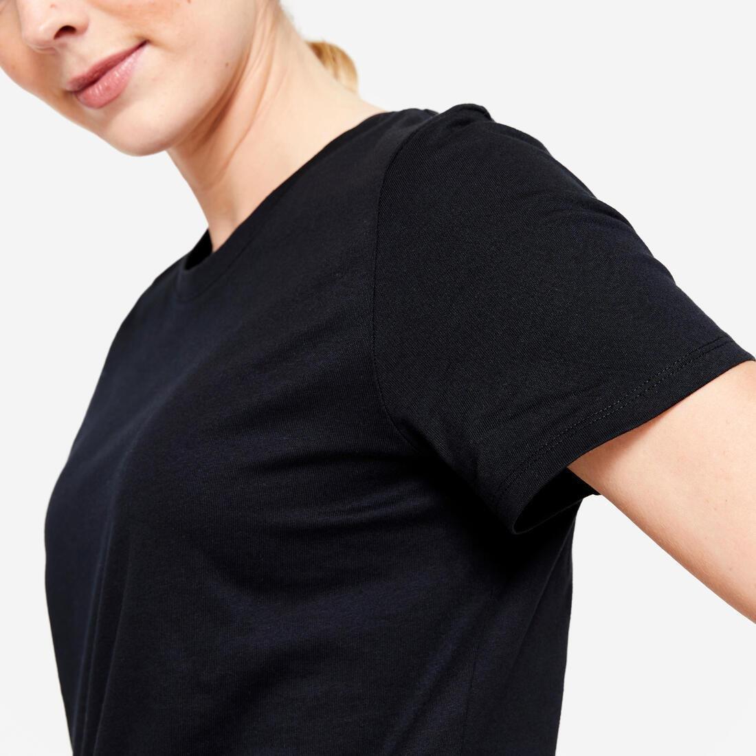 Women Fitness T-Shirt - 500 Essentials, Black, No Color, large image number 13
