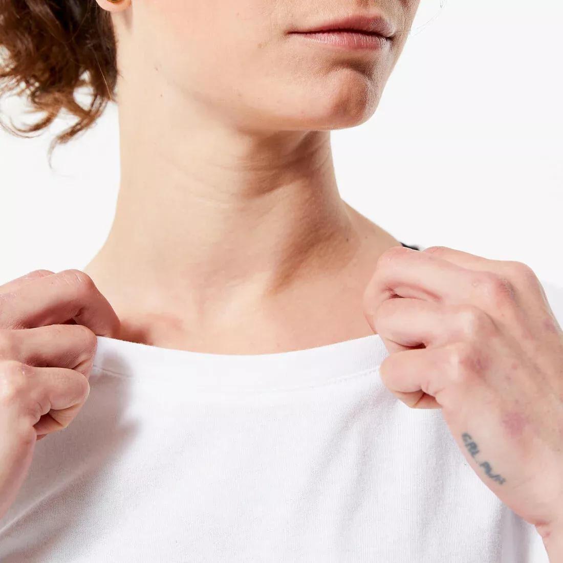 Women Fitness T-Shirt - 500 Essentials, White, No Color, large image number 11