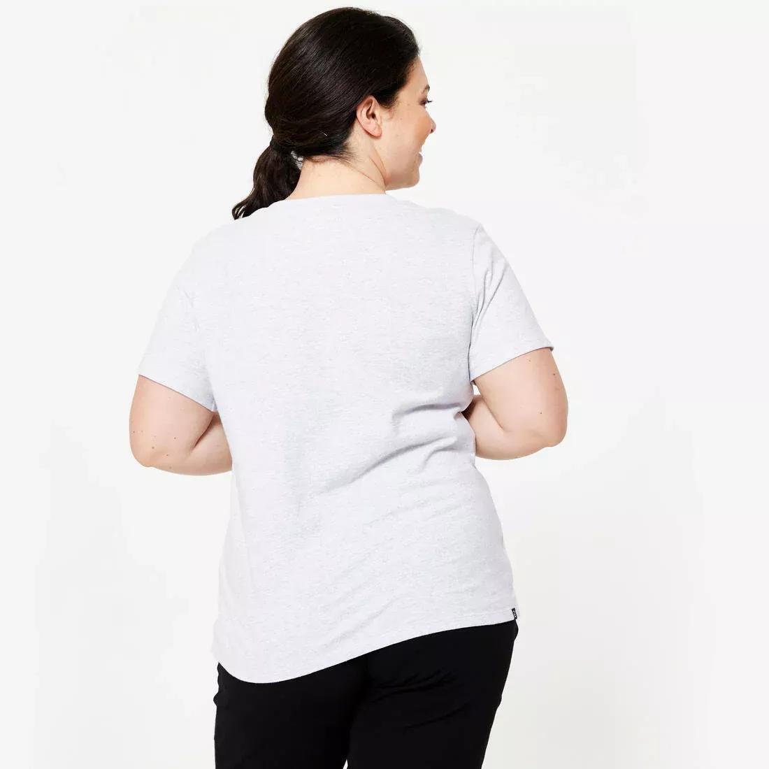 Women Fitness T-Shirt - 500 Essentials, Grey, No Color, large image number 12
