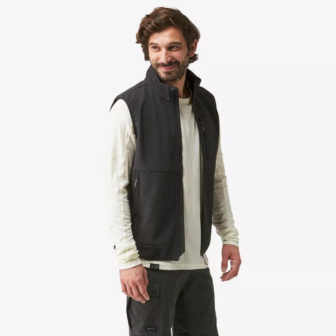 Men's Windproof Softshell Gilet, Black, No Color, medium