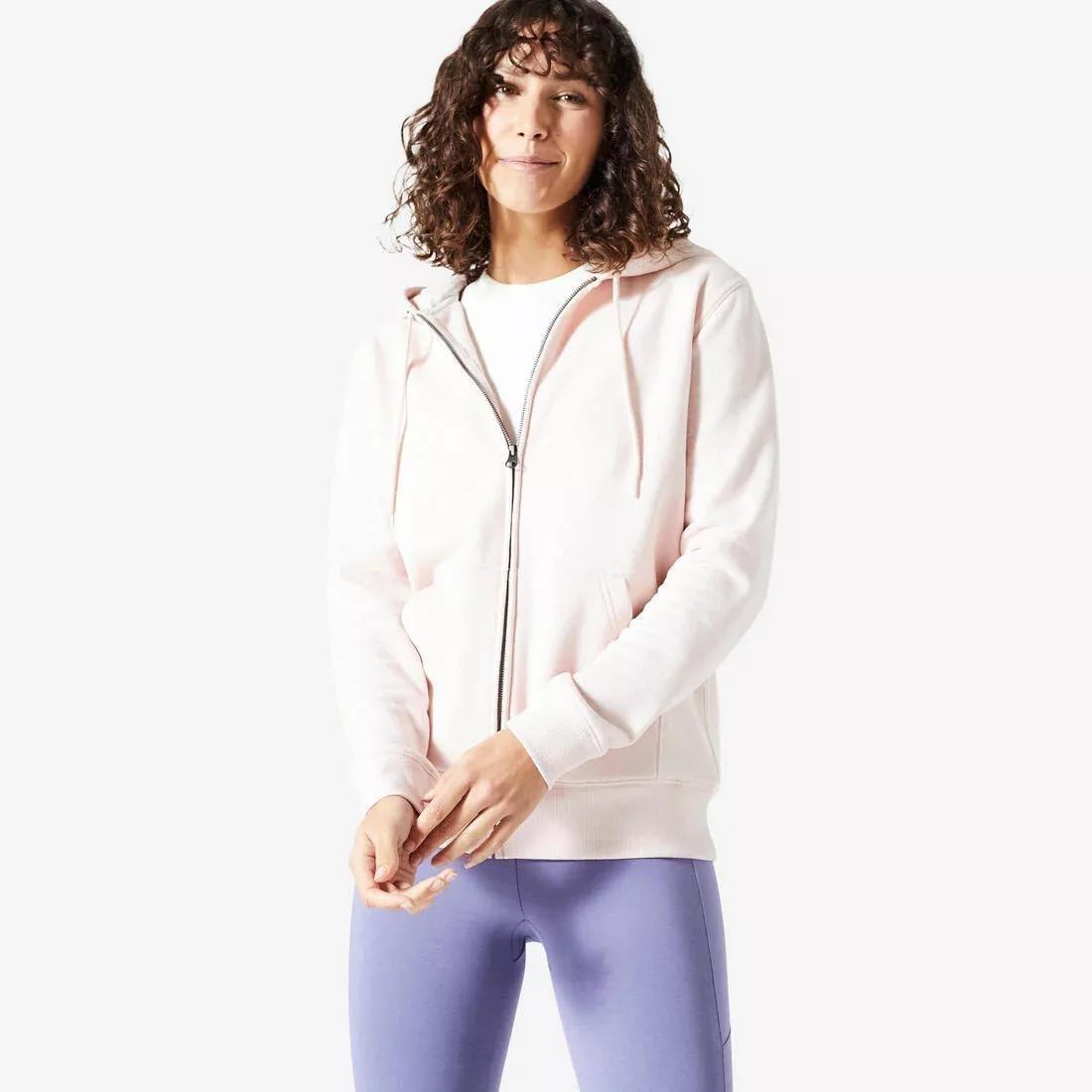 Women's Zip-Up Fitness Sweatshirt - Rose Quartz, quartz pink, , medium