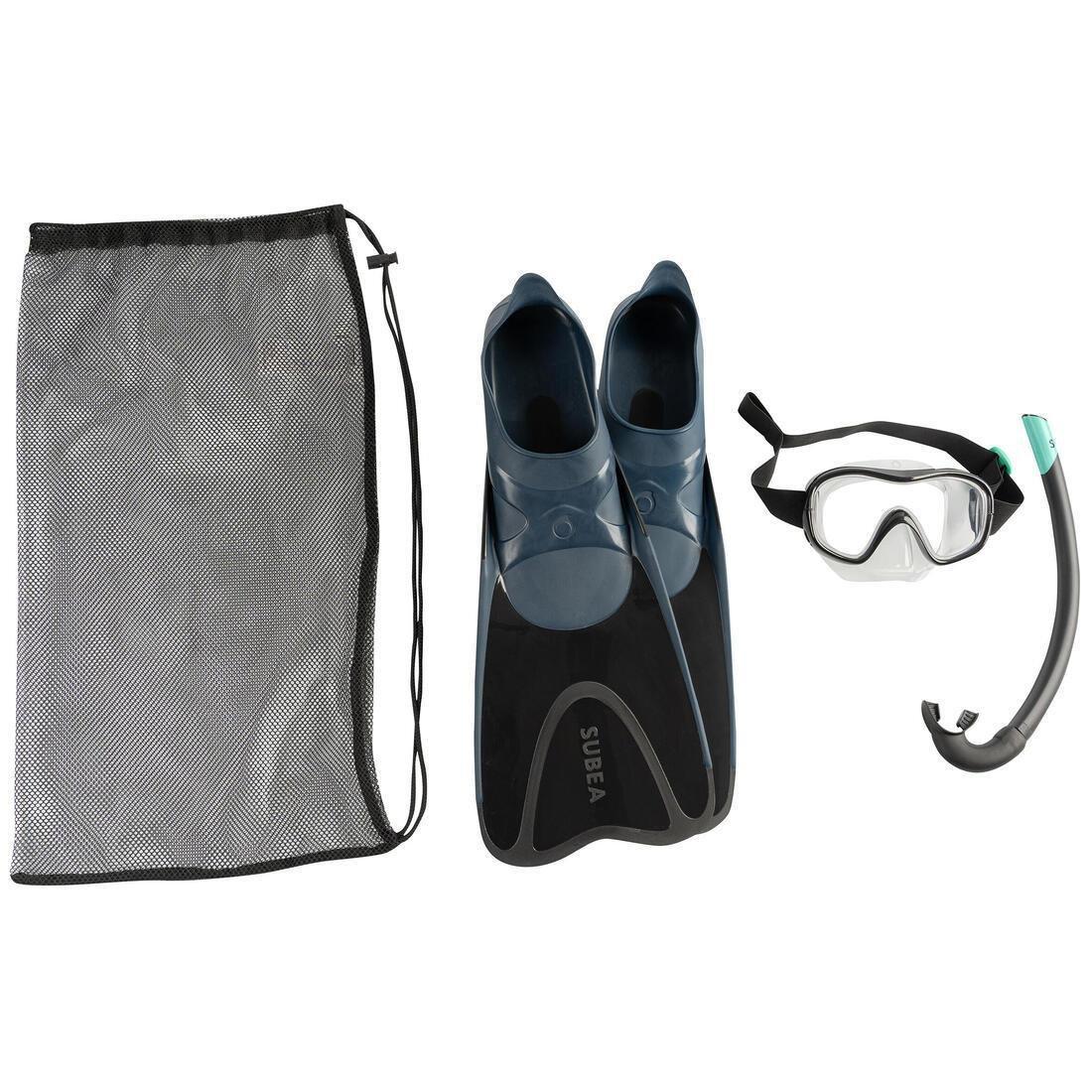Unisex Snorkelling Kit With Fins - Snk500, Black, No Color, large