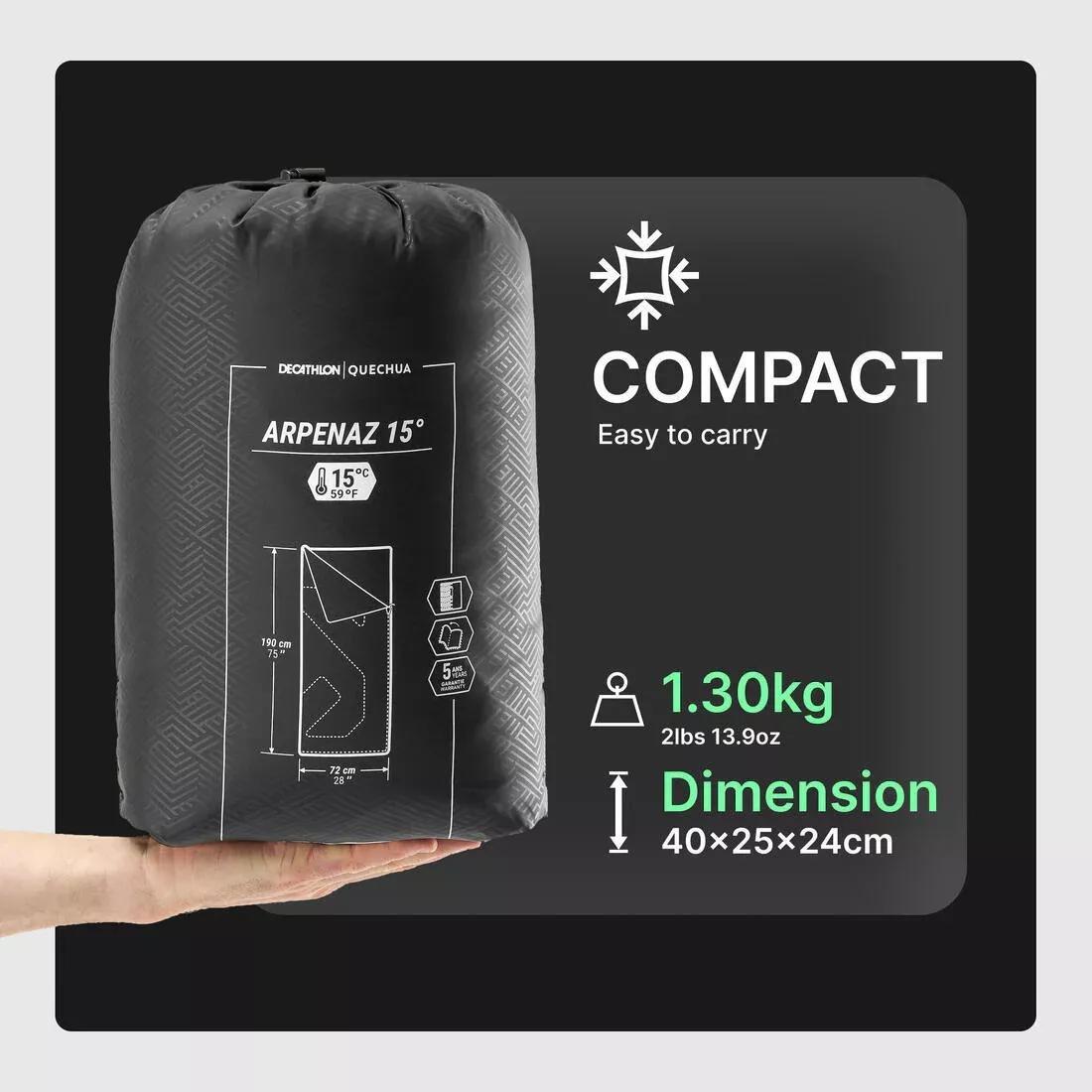 Camping Sleeping Bag - Arpenaz, Grey, No Color, large image number 8