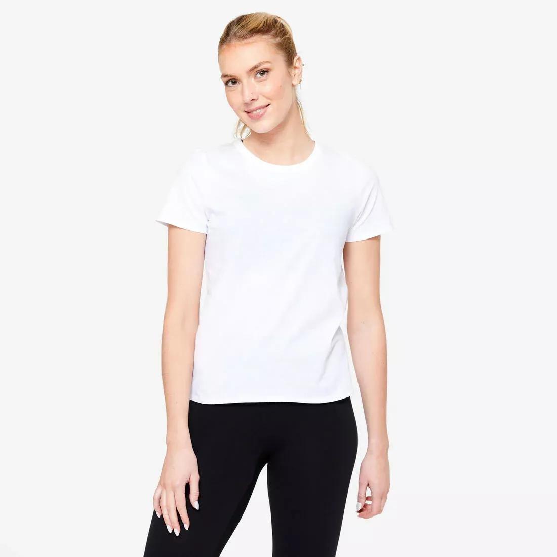 Women Fitness T-Shirt - 100, White, , medium
