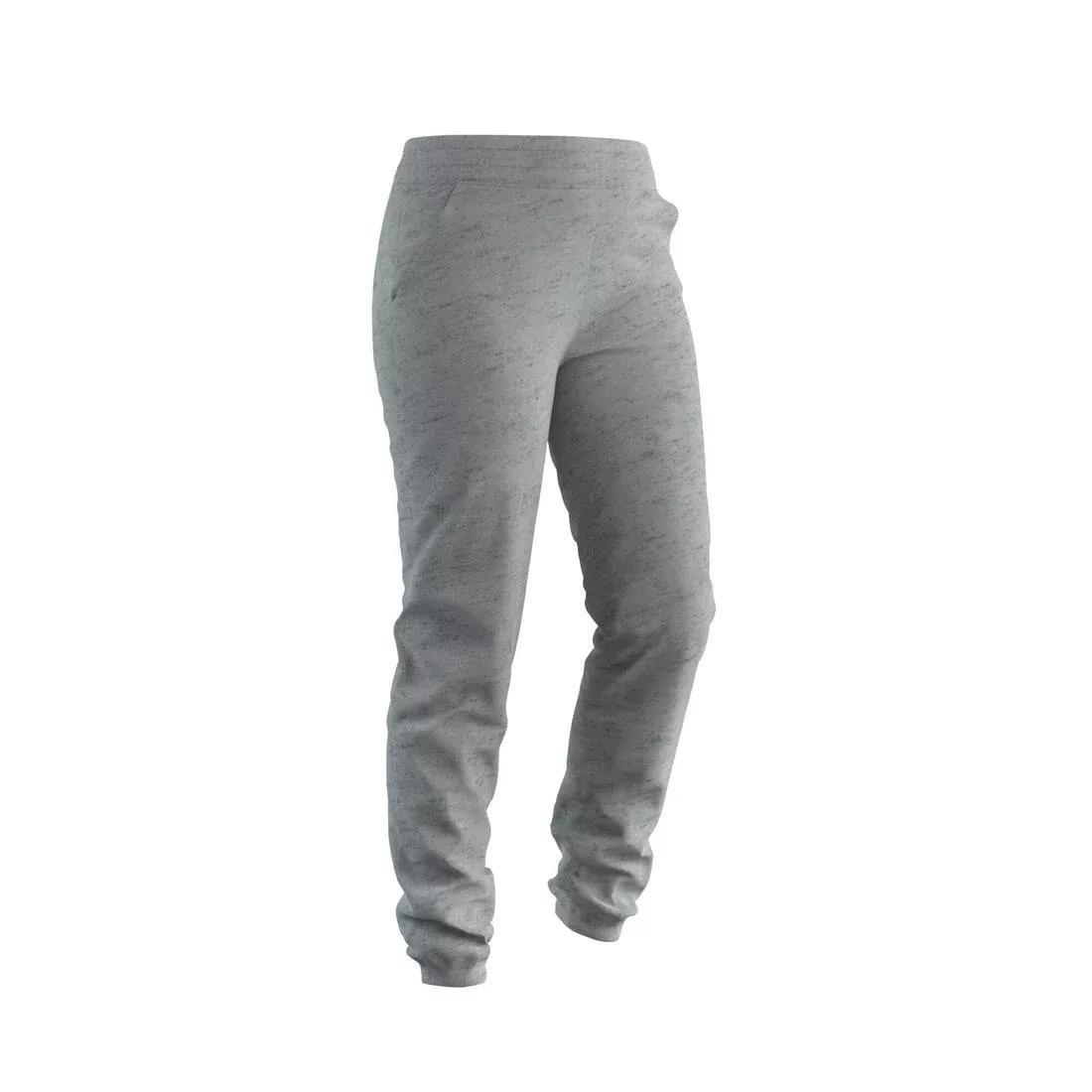 PEARL GREY Women's Slim-Fit Fitness Jogging Bottoms 500 - Light Grey, , medium