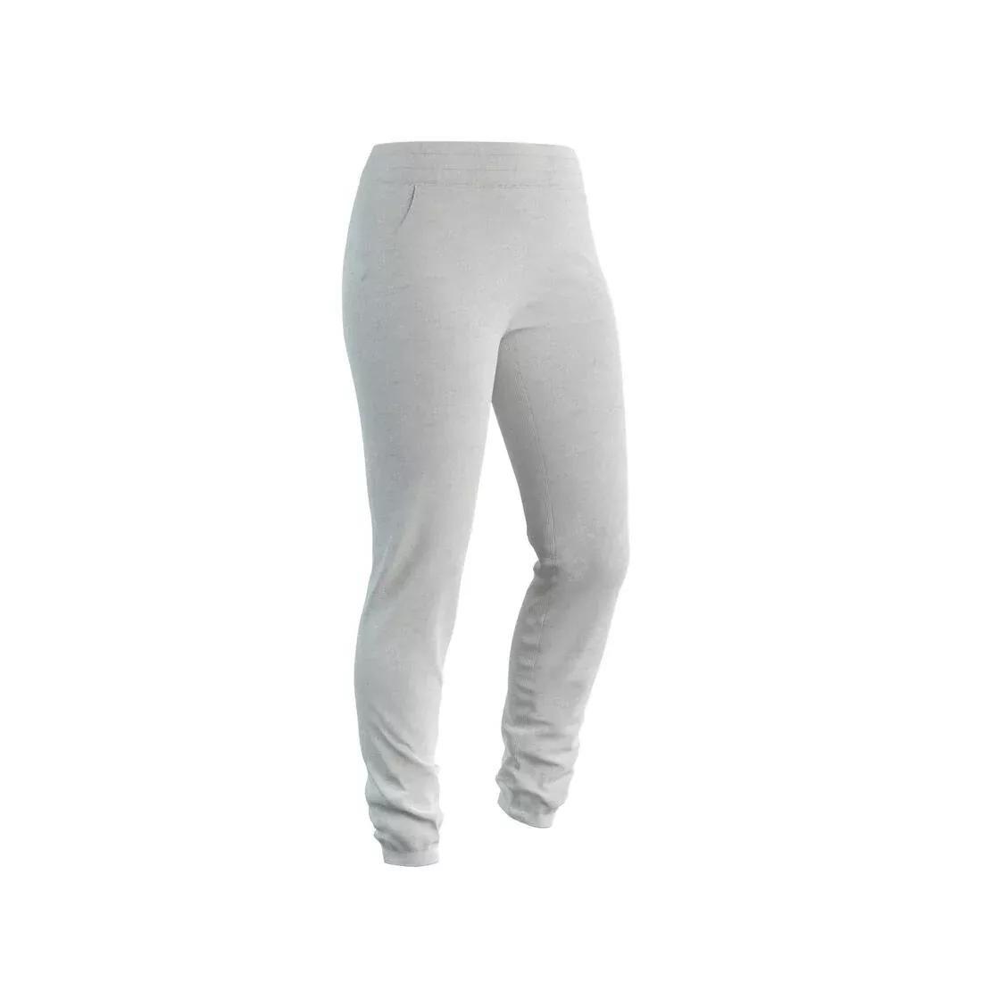 PEARL GREY Women's Slim-Fit Fitness Jogging Bottoms 500 - Light Grey, , large image number 1