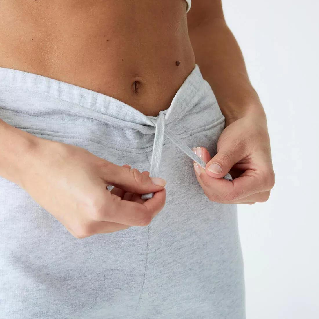 PEARL GREY Women's Slim-Fit Fitness Jogging Bottoms 500 - Light Grey, No Color, large image number 3