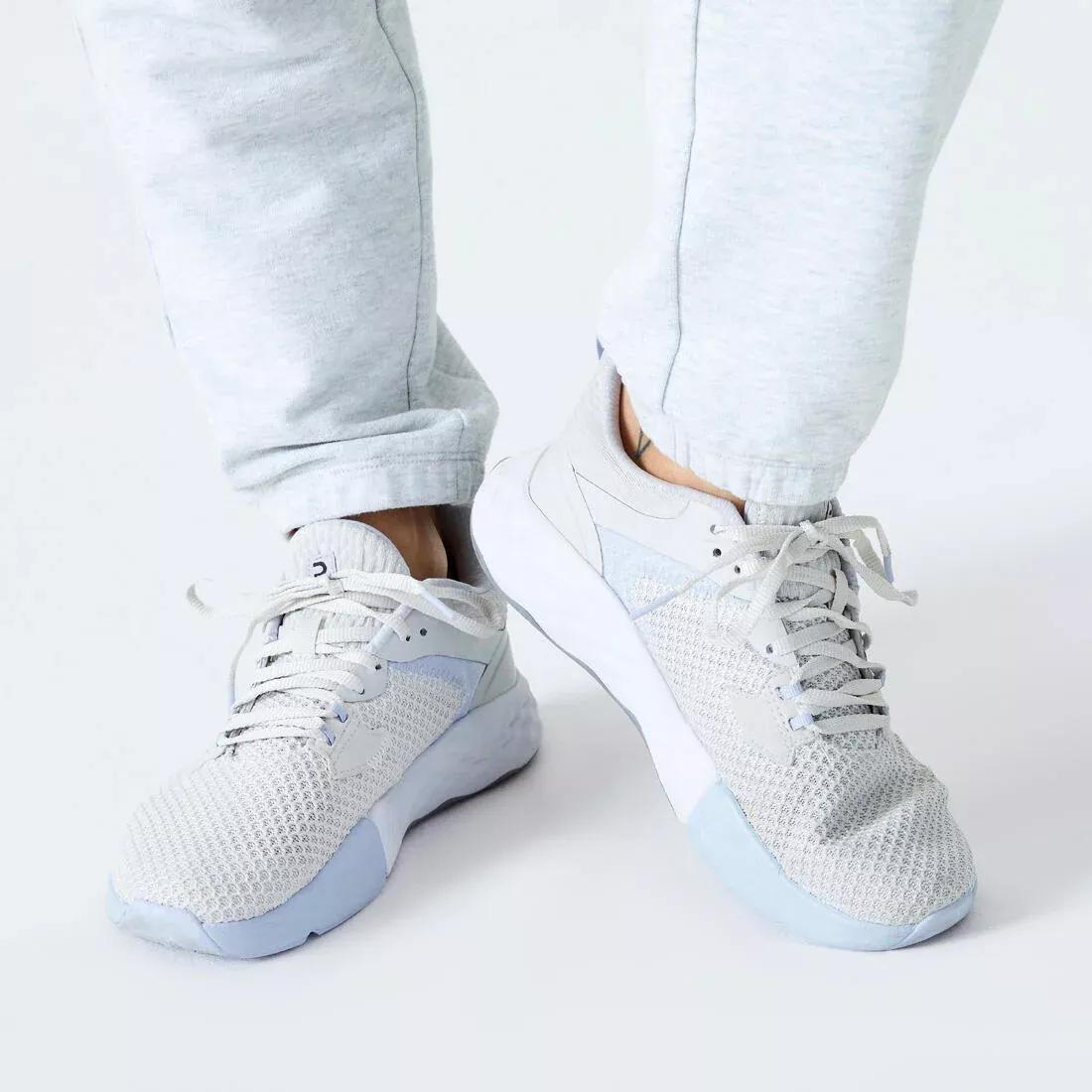 PEARL GREY Women's Slim-Fit Fitness Jogging Bottoms 500 - Light Grey, No Color, large image number 4