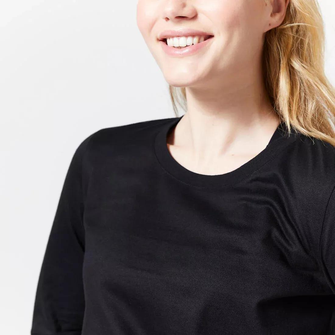 Women Long-Sleeved Fitness T-Shirt - 100, Black, , large image number 2