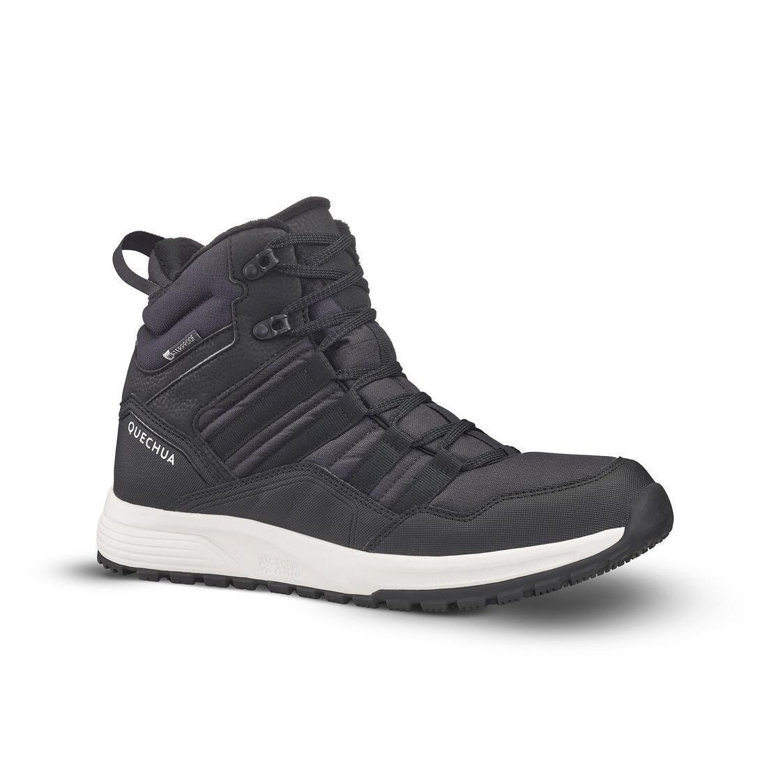 Men Warm And Waterproof Hiking Boots - Sh500 Mid, Black, No Color, medium
