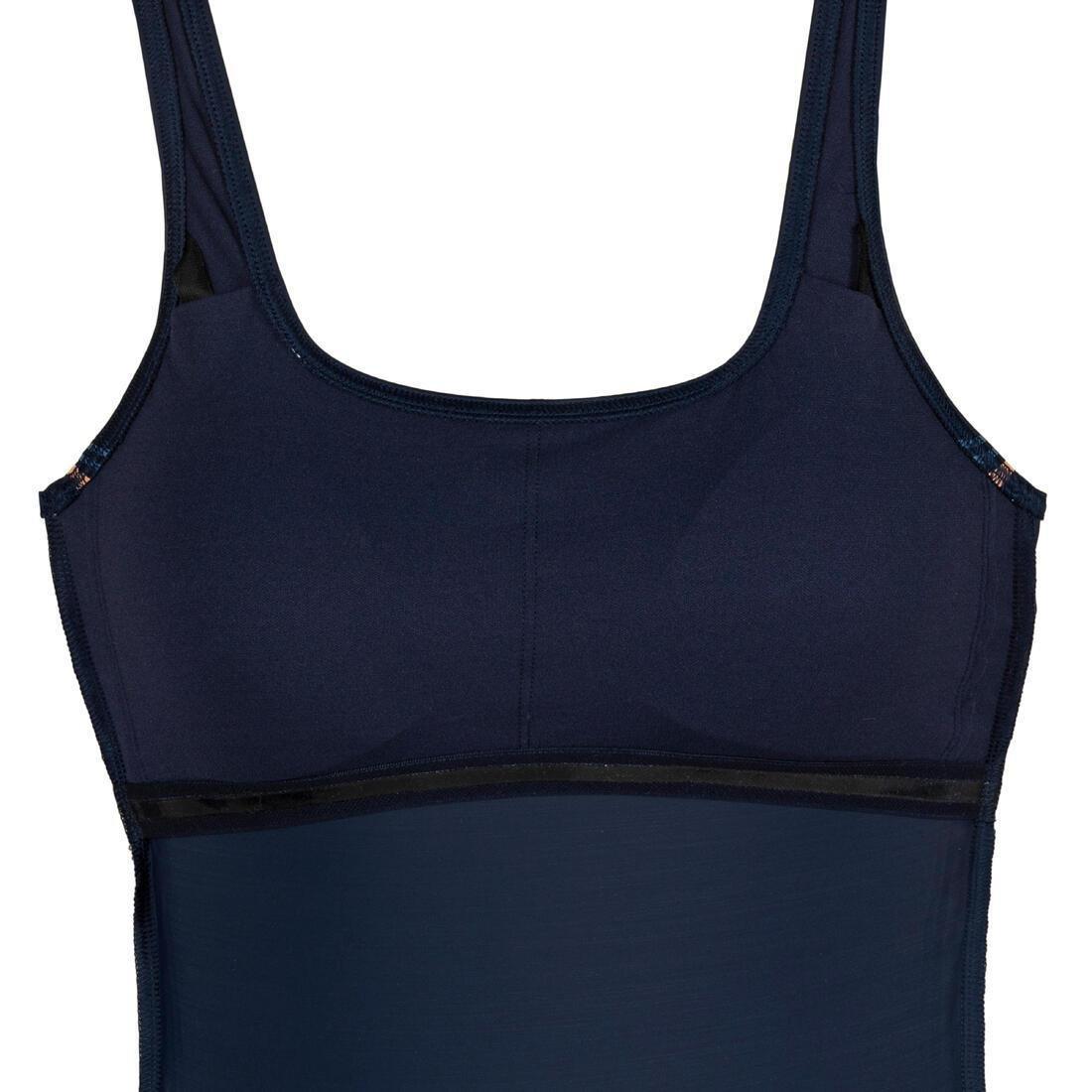 Women Heva 1-Piece Swimsuit With Skirt Navy Stripes, Navy, , large image number 7