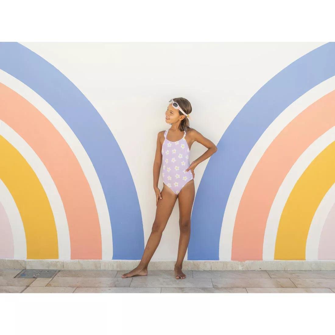 Kids Girls 1-Piece Swimming Swimsuit Lila Bird, Grey, No Color, large image number 9