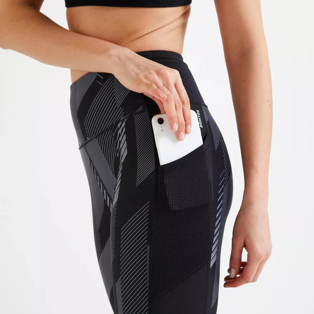 Women Fitness Cardio Leggings With Phone Pocket, Black, No Color, large image number 9