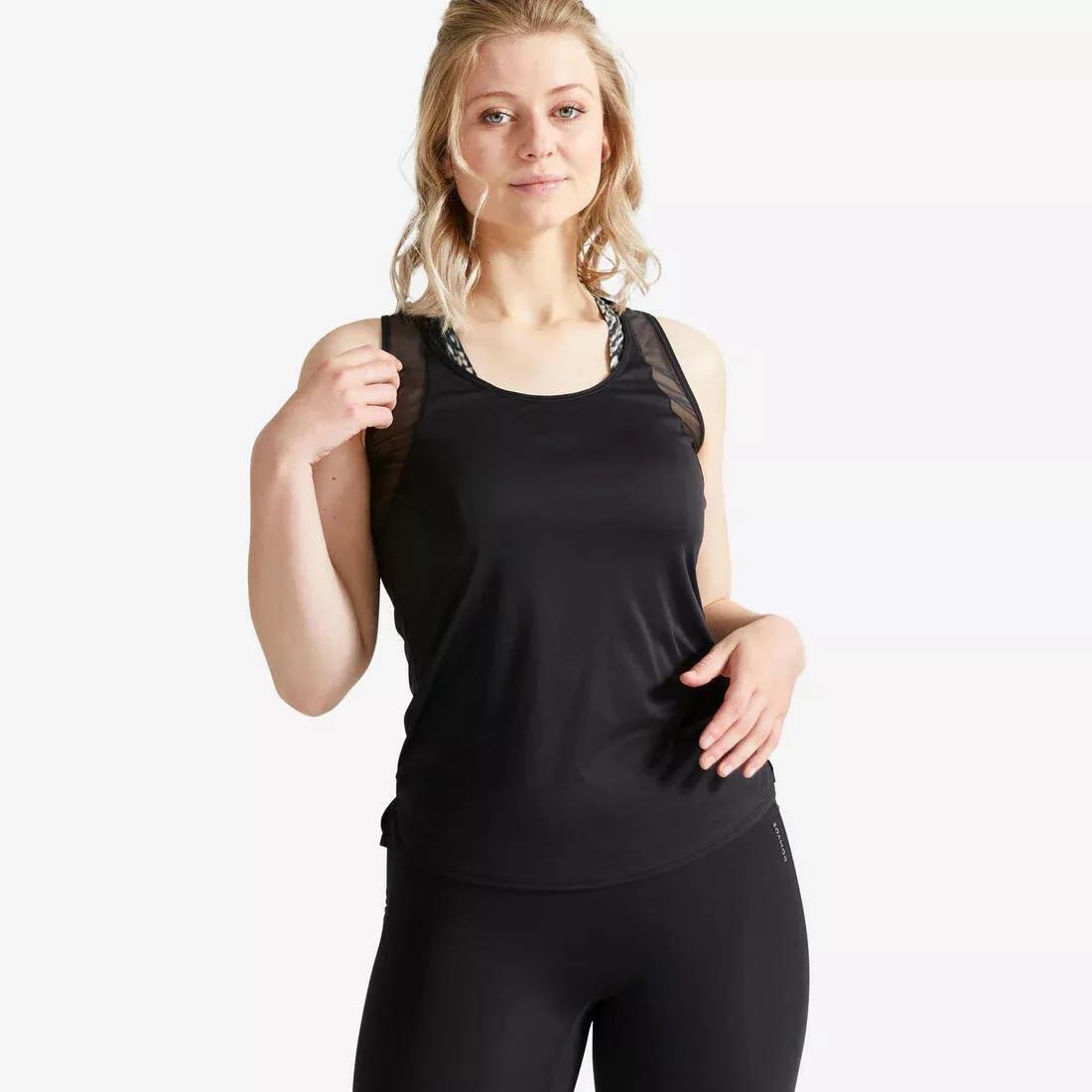 Women Muscle Back Fitness Cardio Tank Top, Black, , large image number 6