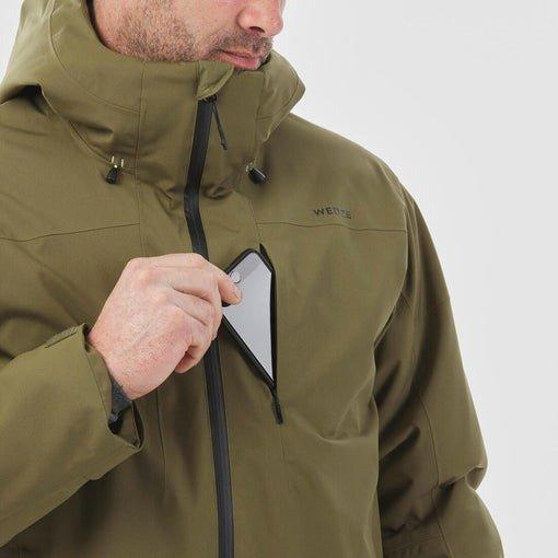 WEDZE - Men Warm Ski Jacket - 500, Khaki