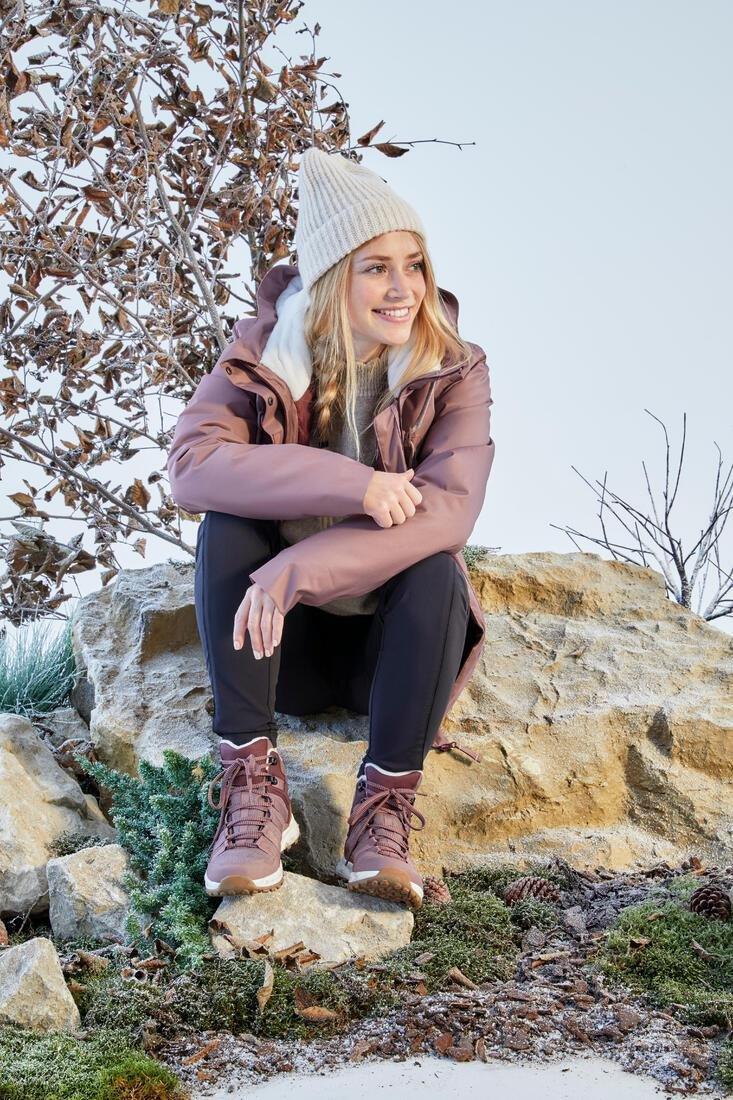 BLACK Women's Warm and Waterproof Hiking Boots - SH100 X-WARM Mid, No Color, large image number 3