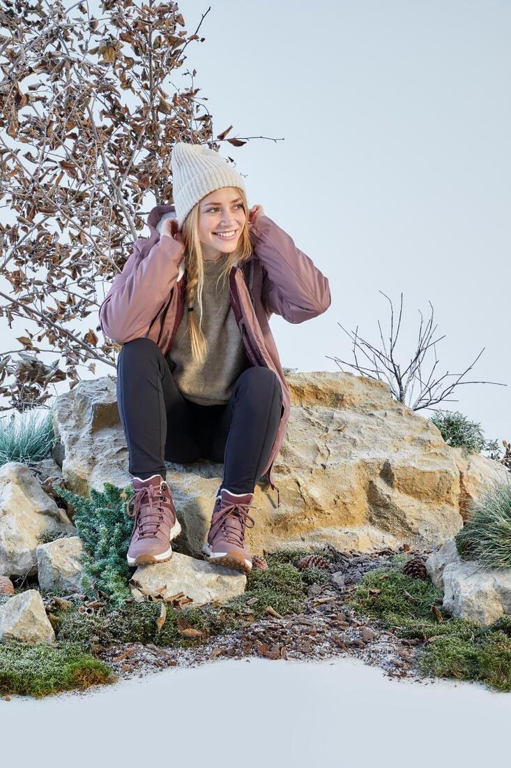 BLACK Women's Warm and Waterproof Hiking Boots - SH100 X-WARM Mid, No Color, large image number 5