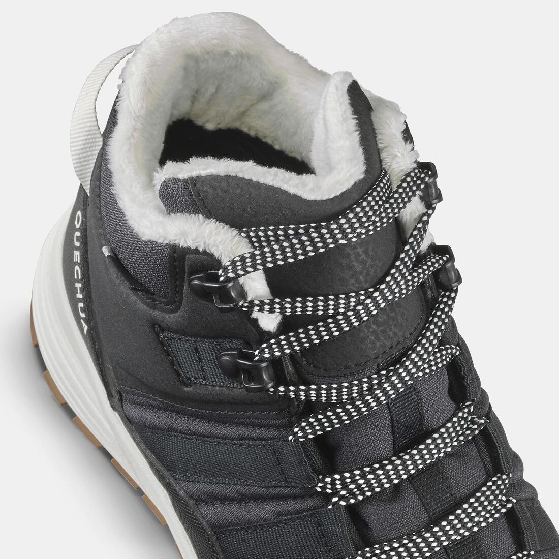 BLACK Women's Warm and Waterproof Hiking Boots - SH100 X-WARM Mid, No Color, large image number 14