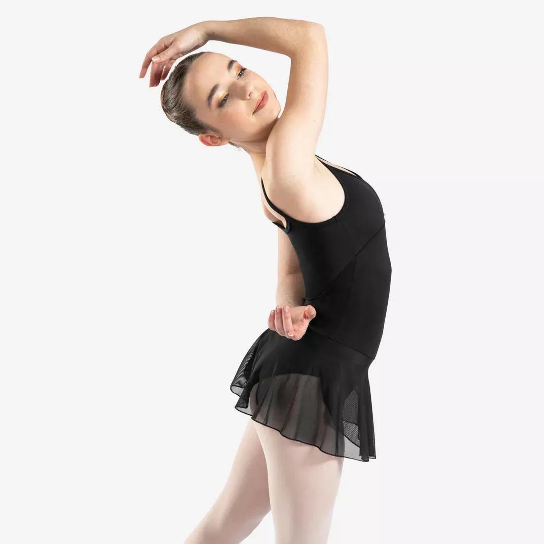 Kids Girls Ballet Skirted Leotard, Black, No Color, medium
