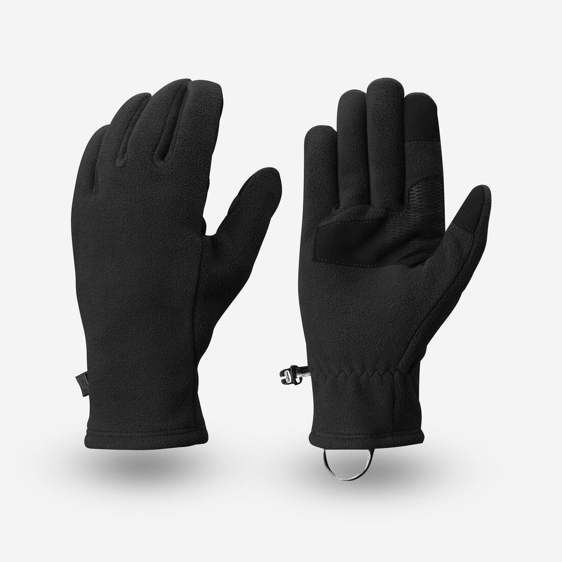 Adult mountain trekking fleece gloves -  MT500, Black, No Color, medium
