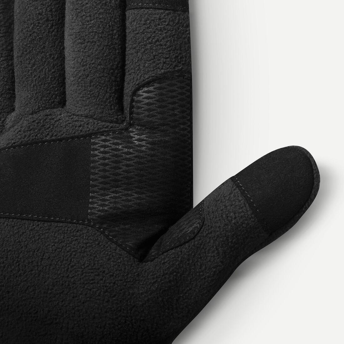 Adult mountain trekking fleece gloves -  MT500, Black, No Color, medium