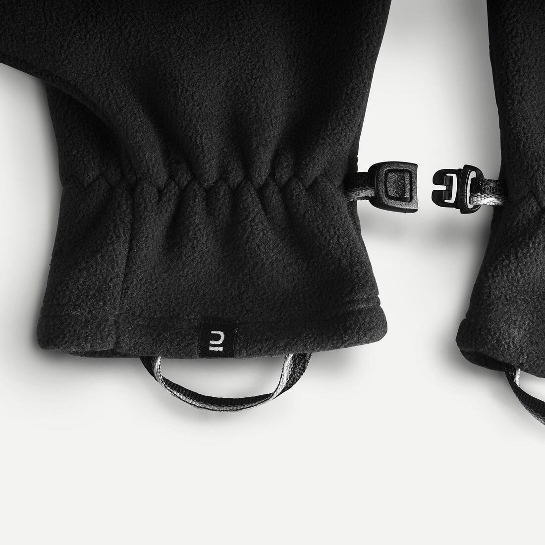 BLACK Adult mountain trekking fleece gloves -  MT500 Black, , large image number 4