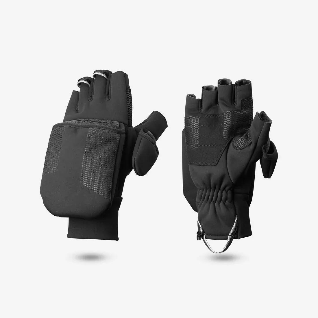 BLACK Adult warm and windproof mountain trekking mittens - MT900 black, No Color, medium