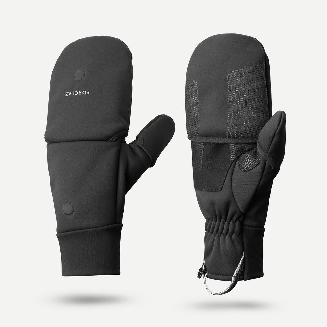 BLACK Adult warm and windproof mountain trekking mittens - MT900 black, No Color, medium