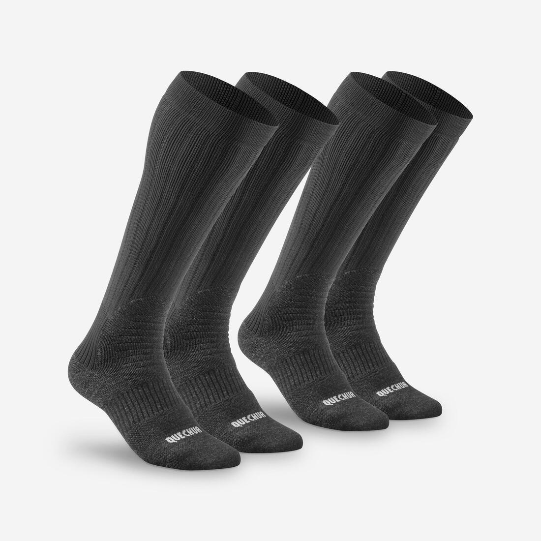 Unisex Warm Hiking Socks - Sh100 X-Warm Hautes - 2 Pairs, Black, , medium