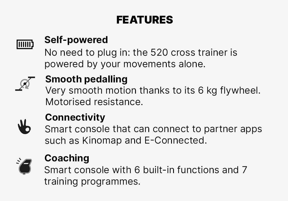 DOMYOS - Cross Trainer El520B (2022) Self-Powered And Connected, E-Connected And Kinomap