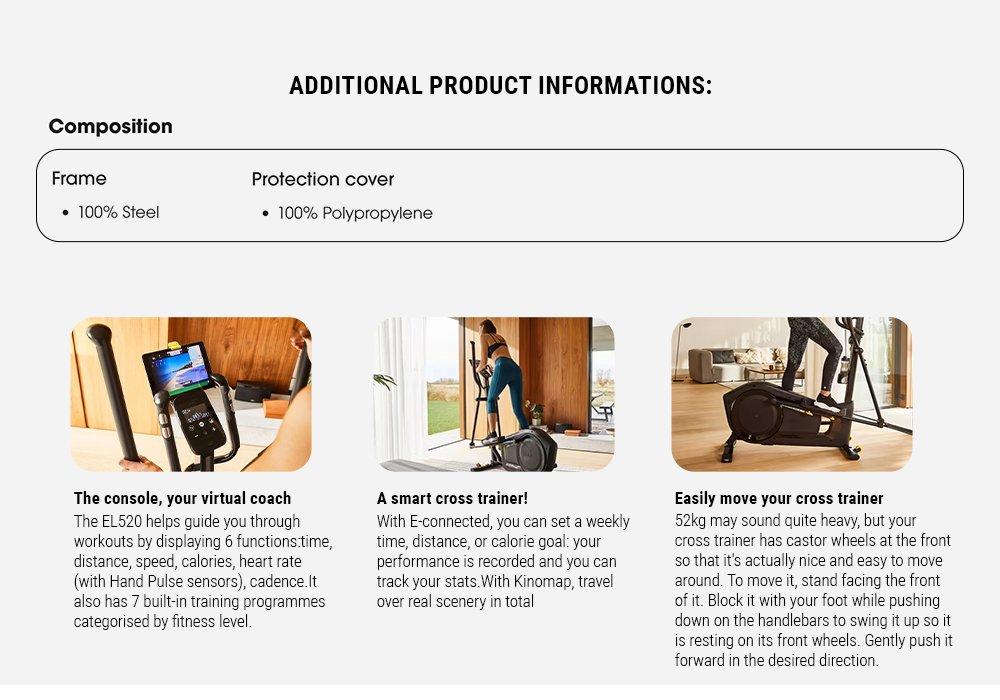Cross Trainer El520B (2022) Self-Powered And Connected - E-Connected And Kinomap, No Color, medium