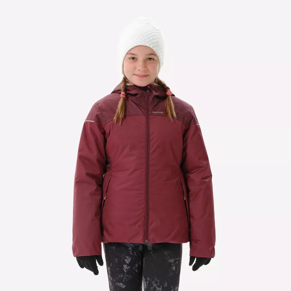 BURGUNDY PURPLE CHILDREN'S WARM AND WATERPROOF HIKING JACKET - SH100 -3?�C AGE 7-15, , large image number 0