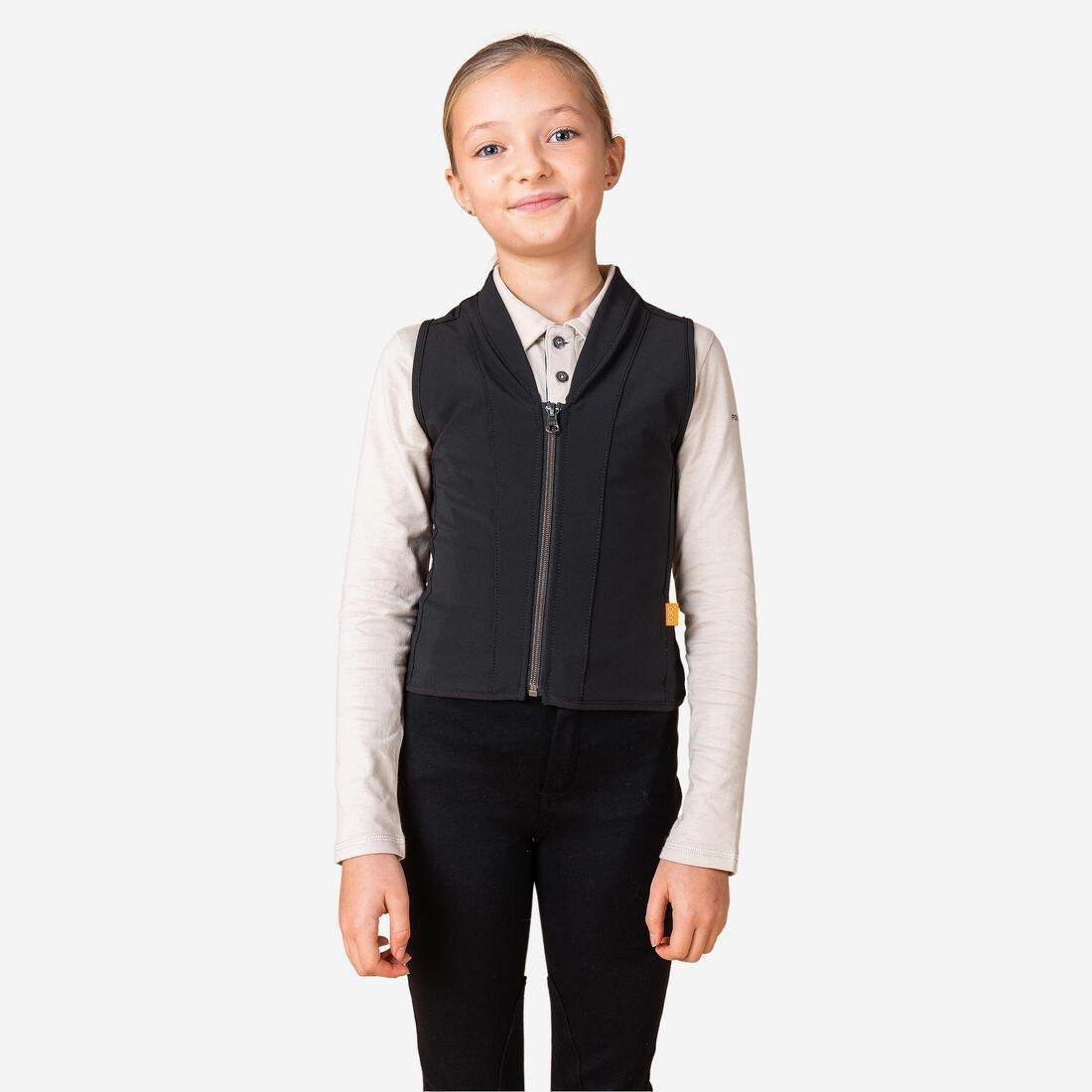 BLACK Kids' Flexible Horse Riding Back Protector 500 - Black, , medium