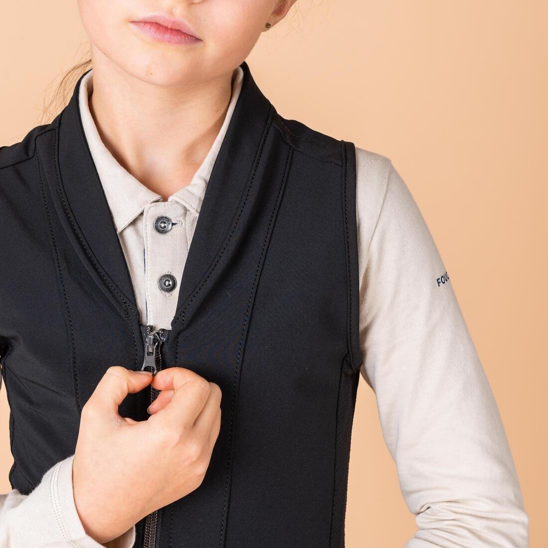 BLACK Kids' Flexible Horse Riding Back Protector 500 - Black, No Color, large image number 2