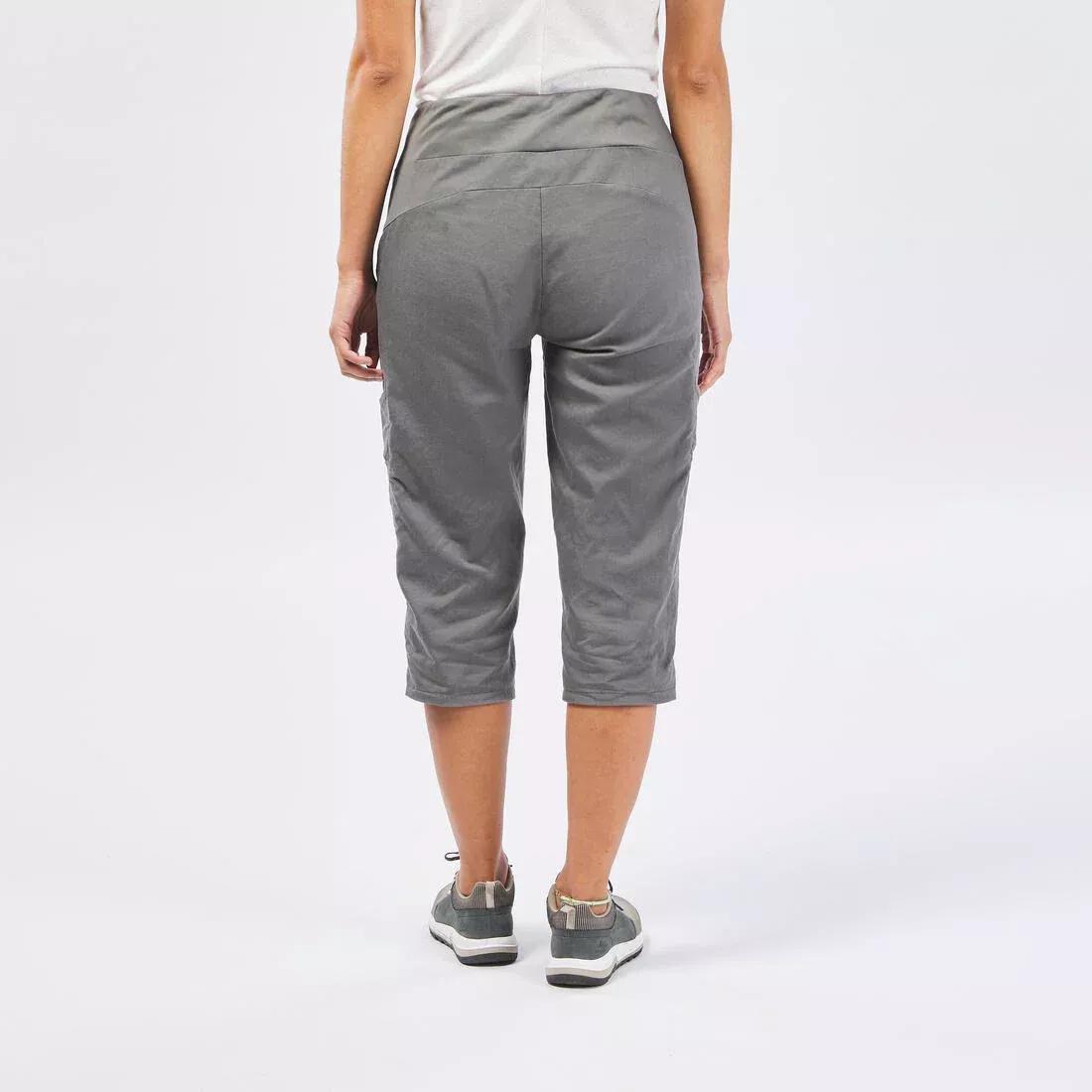 KHAKI GREY Women's Cropped Hiking Trousers - NH500, , large image number 2