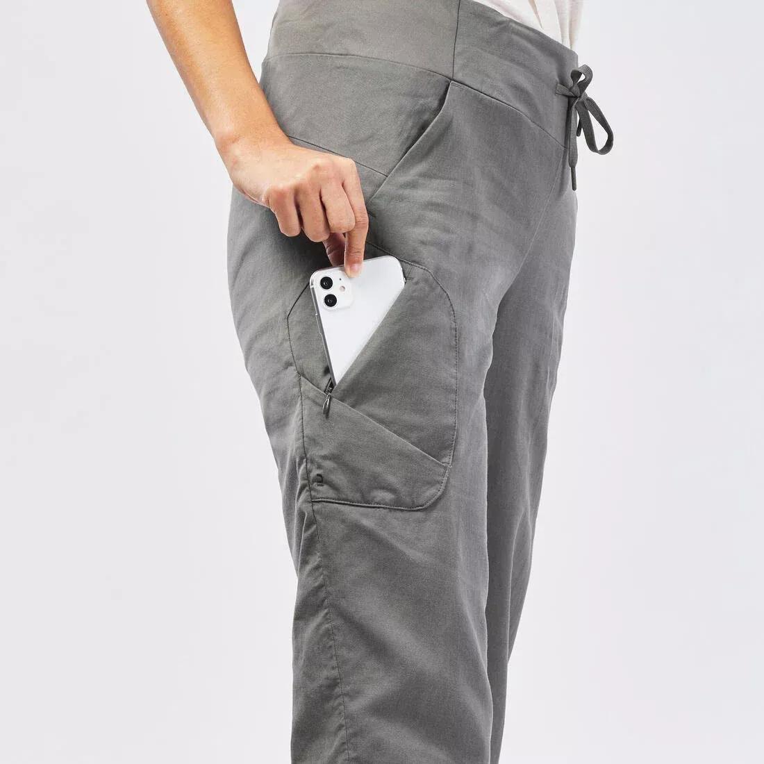 KHAKI GREY Women's Cropped Hiking Trousers - NH500, No Color, large image number 4