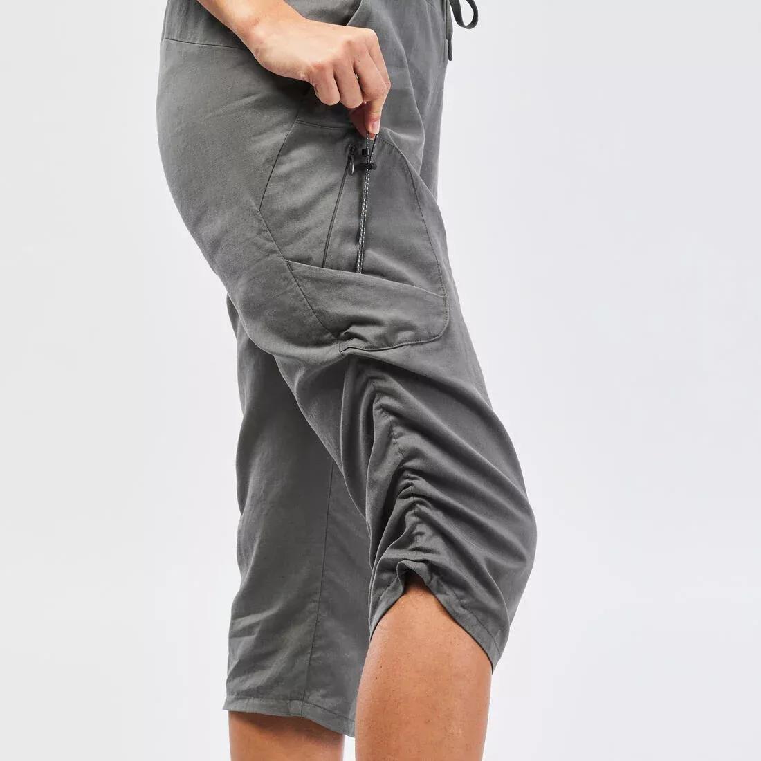 KHAKI GREY Women's Cropped Hiking Trousers - NH500, , large image number 5