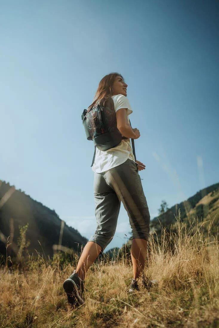 KHAKI GREY Women's Cropped Hiking Trousers - NH500, , large image number 7