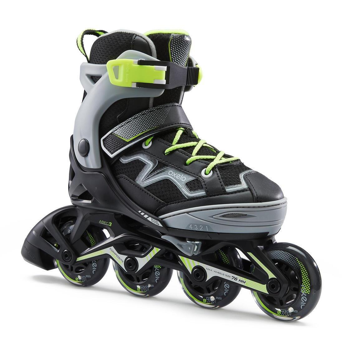 Kids Unisex Fitness Skates - Fit 3, Black, No Color, medium