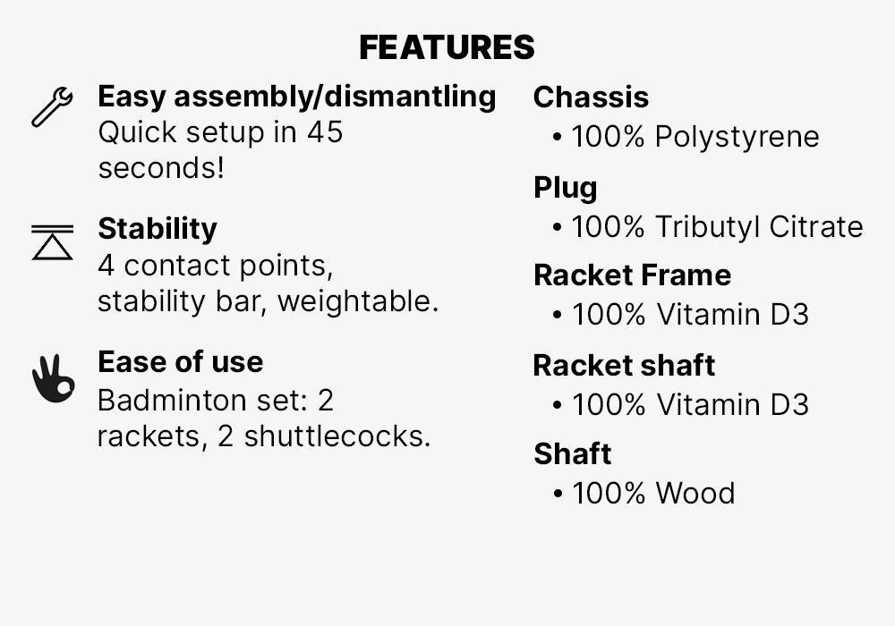 3 M Badminton Easy Set, Yellow, No Color, medium