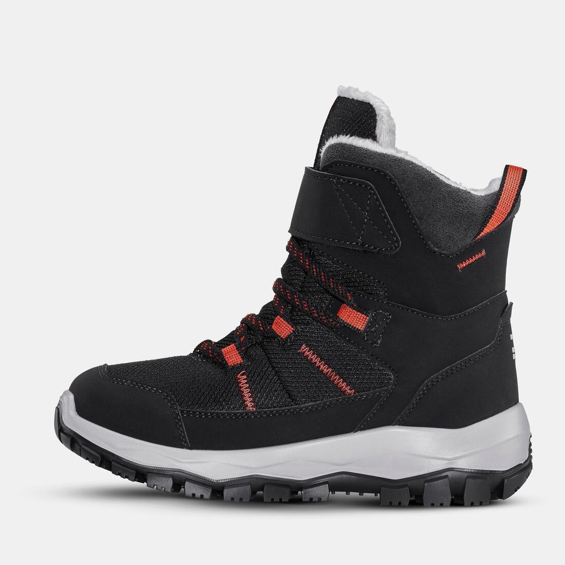 CARBON GREY Children's warm waterproof hiking boots - SH500 MTN Velcro - Size 7J - 2, , large image number 2