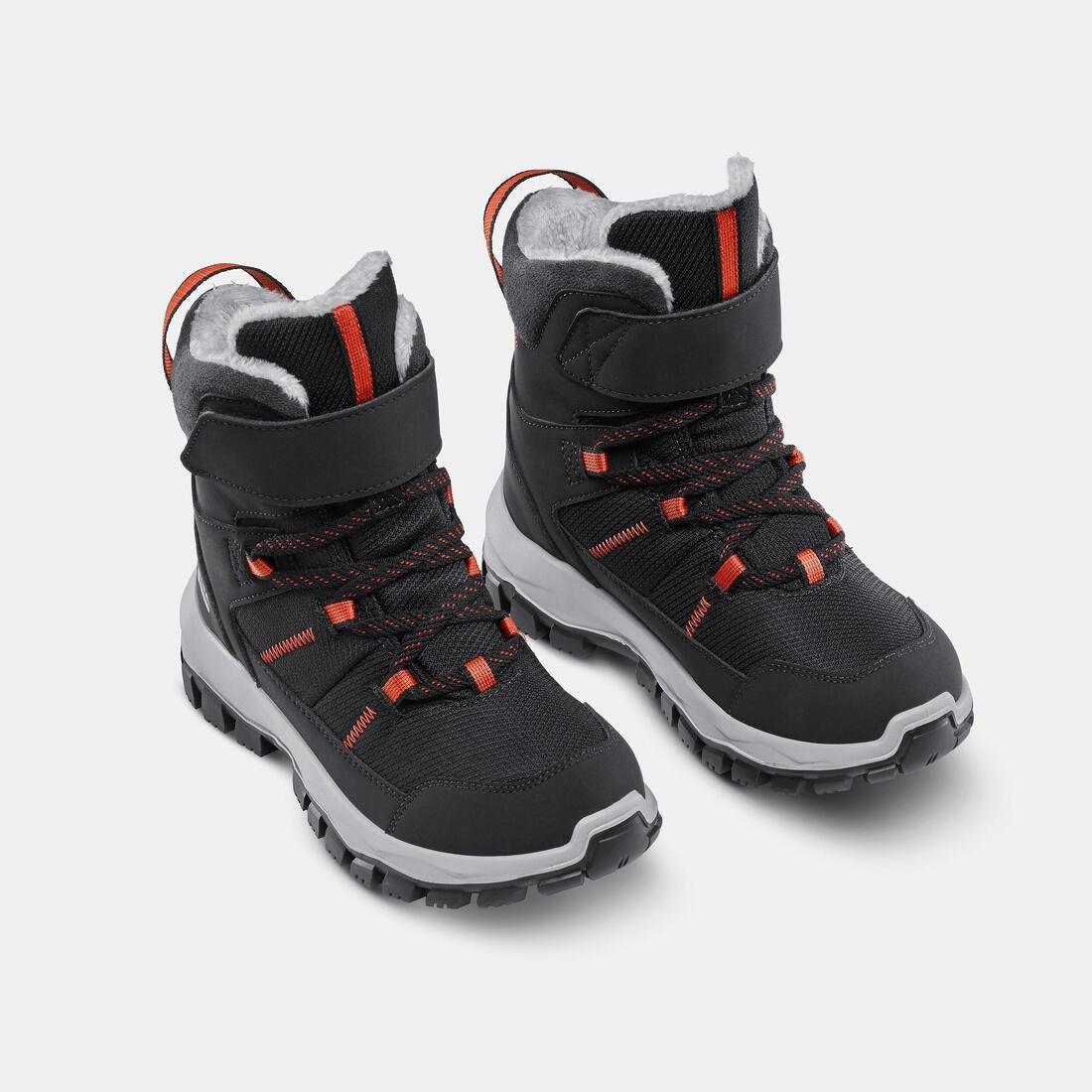 CARBON GREY Children's warm waterproof hiking boots - SH500 MTN Velcro - Size 7J - 2, No Color, large image number 4