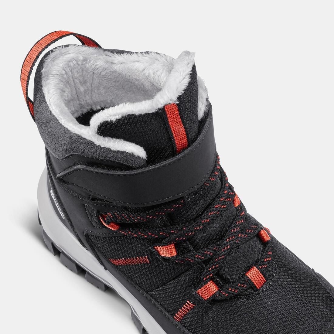 CARBON GREY Children's warm waterproof hiking boots - SH500 MTN Velcro - Size 7J - 2, , large image number 5
