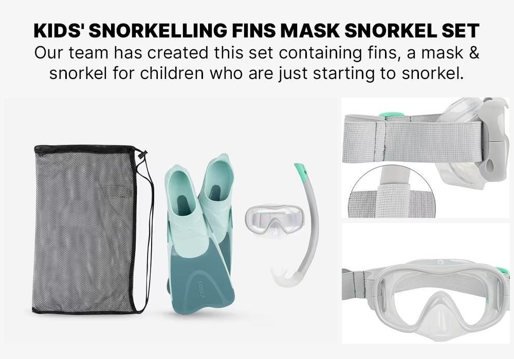 Kids Snorkelling Mask Snorkel Fins Set Snk 500, Green, , large image number 3