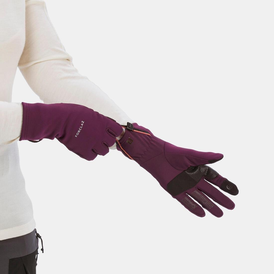 BURGUNDY PURPLE Adult mountain trekking tactile stretch gloves - MT500 burgundy, , large image number 2