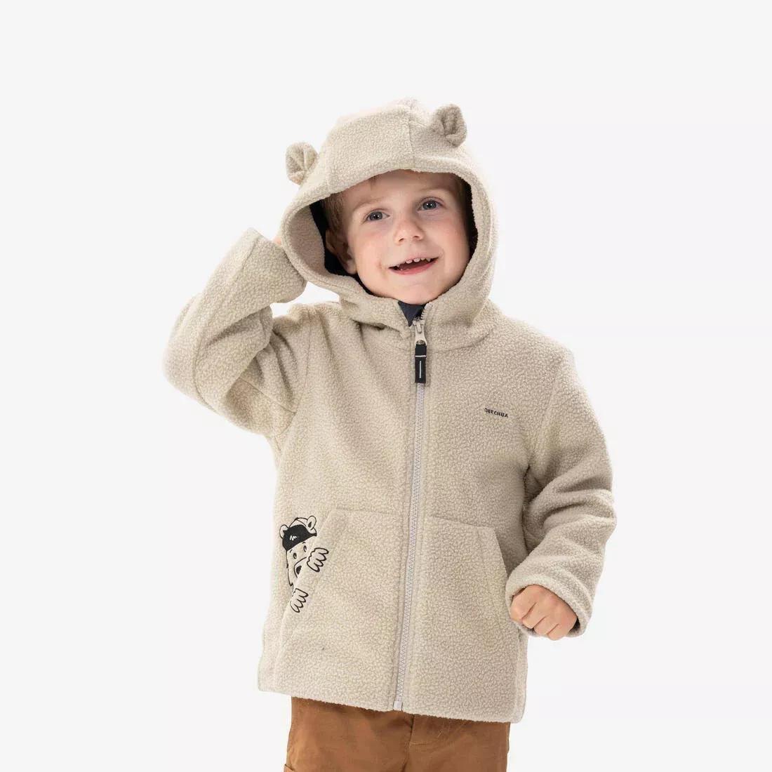 LINEN BEIGE Kids' Hiking Fleece - MH500 KID Beige - Ages 2-6, No Color, large image number 0