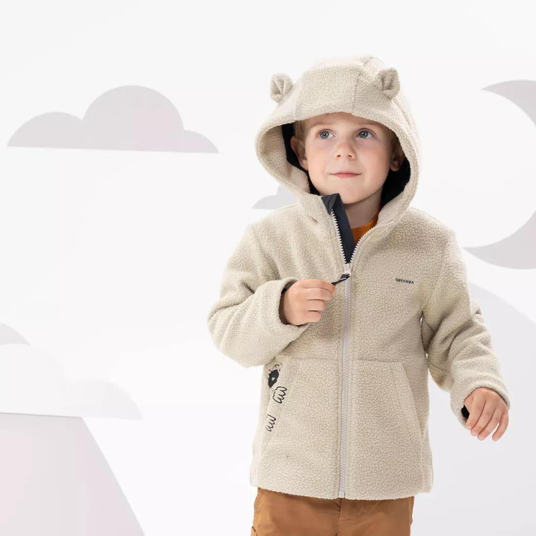 LINEN BEIGE Kids' Hiking Fleece - MH500 KID Beige - Ages 2-6, No Color, medium
